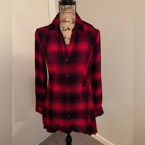 Vintage American Plaid Flannel Long Length Top Size Small